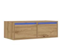 vidaXL Wall-mounted Bedside Cabinet with LED Lights Smoked Oak cabinet