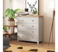 Cabinet Bits Argenta 4 Drawer Chest of Drawers Wood Knob in Light Grey Cabinet Bits Light Grey