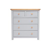 Cabinet Bits Argenta 5 Drawer Chest of Drawers Wood Knob in Light Grey Cabinet Bits Light Grey