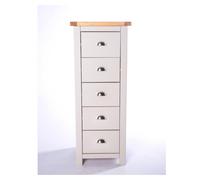 Cabinet Bits Argenta 5 Drawer Narrow Chest of Drawers Chrome Cup Handle in Light Grey Cabinet Bits Light Grey