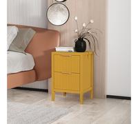 Cabinet Bits Castel 2 Drawer Bedside Table in Mustard Cabinet Bits Mustard