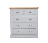 Cabinet Bits Loreo 5 Drawer Chest of Drawers Chrome Cup Handle in Light Grey Cabinet Bits Light Grey