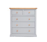 Cabinet Bits Loreo 5 Drawer Chest of Drawers Wood Knob in Light Grey Cabinet Bits Light Grey