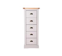 Cabinet Bits Loreo 5 Drawer Narrow Chest of Drawers Brass Cup Handle in Light Grey Cabinet Bits Light Grey