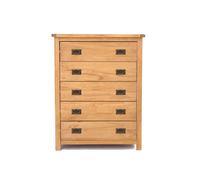 Cabinet Bits Lugo 5 Drawer Chest of Drawers Bras Drop Handle in Light Brown Cabinet Bits Light Brown