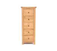 Cabinet Bits Lugo 5 Drawer Narrow Chest of Drawers Brass Knob in Light Brown Cabinet Bits Light Brown