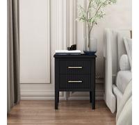 Cabinet Bits Palau 2 Drawer Black Bedside Table