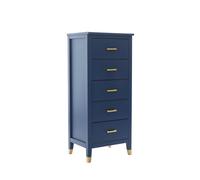 Cabinet Bits Palazzi 5 Drawer Narrow Chest Blue H116 W50 D40Cm