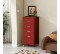 Cabinet Bits Palazzi 5 Drawer Narrow Chest of Drawers in Red Cabinet Bits Red