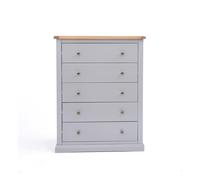 Cabinet Bits Rocca 5 Drawer Chest of Drawers Brass Knob in Grey Cabinet Bits Grey