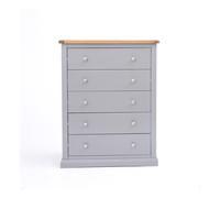 Cabinet Bits Rocca 5 Drawer Chest of Drawers Chrome Knob in Grey Cabinet Bits Grey