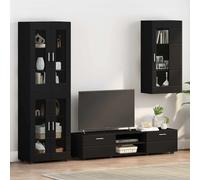 Cabinet Black 50 x 29 x 100 cm Engineered Wood Matte Wall-Mounted Modern Storage