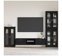 Cabinet Black Engineered Wood Matte 55.5x29x103cm Slim Modern Storage HomeOffice