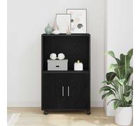 Cabinet Black Oak Engineered Wood 55x40x91cm 2 Door Slim Storage Unit w/Shelves