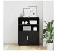 vidaXL Rolling Cabinet Black oak 60 x 48 x 81 cm Engineered wood
