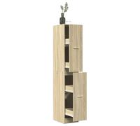 Cabinet Black Oak Engineered Wood Textured Tall 30x41x174.5 cm Drawer Storage XL