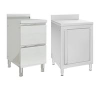 (cabinet + cabinet with 2 drawers, 2 pcs) vidaXL 1/2X Commercial Kitchen Cabinet Stainless Steel Home with 2/3 Drawers