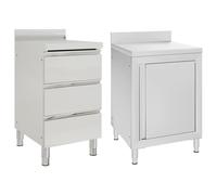 (cabinet + cabinet with 3 drawers, 2 pcs) vidaXL 1/2X Commercial Kitchen Cabinet Stainless Steel Home with 2/3 Drawers