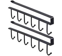 Cabinet Coffee Mug Holder Under 2 Pcs of, Iron Black Kitchen Multi-Functional Cupboard Organizer, Installation No-Drill, Cup Coffee Hooks for Hanging Cabinet Under, Design Space-Saving