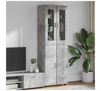Cabinet Concrete Grey 60x35x182cm Engineered Wood Matte Slim 4-Door 6-Shelf