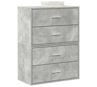 Cabinet Concrete Grey Engineered Wood 60x31x40 cm 2-Drawer Stackable Pair Modern