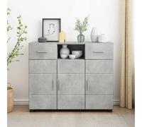 Cabinet Concrete Grey Engineered Wood 88.5x30.5x73cm Matte 2 Drawers Indoor Slim