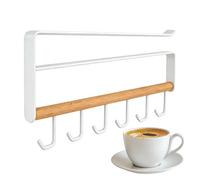 Cabinet Cup Hooks | No Drilling Under The Shelf 6 Hooks,Spatula Storage Holder, For Spatulas, Scarves, Ladles, Ties, Straps, Cafe, Home, Kitchen And