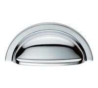 Cabinet Cup Pull Handle 91 x 45mm 76mm Fixing Centres Polished Chrome