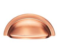 Cabinet Cup Pull Handle 91 x 45mm 76mm Fixing Centres Satin Copper