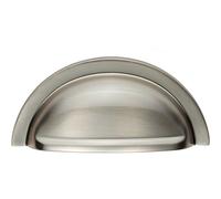 Cabinet Cup Pull Handle 91 x 45mm 76mm Fixing Centres Satin Nickel