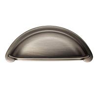 Cabinet Cup Pull Handle - 94 x 41.5mm - 76mm Fixing Centres - Gun Metal | Pull Handle for Lightweight Internal Cupboard Doors - Metal Cabinet Cup Pull Handle - Kitchen Drawers