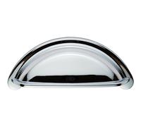 Cabinet Cup Pull Handle 94 x 41.5mm 76mm Fixing Centres Polished Chrome