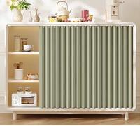 Cabinet Curtains for Shelves, Short Curtains for Kitchen,Privacy Closet Curtain Dust Proof under Sink Curtain with Mute Track for Cafe, Bathroom, Kitchen,Farmhouse,Laundry D,H 80cm/track100cm