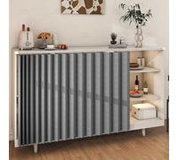 Cabinet Curtains - Short Kitchen and Bathroom Waterproof Dustproof Shoe Cabinet Multifunctional Curtains With Sliding Tracks (Size: W:130 x H:70cm, Color: Grey)