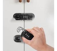 Cabinet Door Combination Lock Child Safety Password Lock for Refrigerator Wardrobe Furniture Snap-On Damage-Free Easy Install ABS Black White 9.5x3.5x2cm 1pc(Transparent Black)