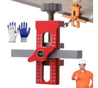 Cabinet Door Handle Jig, Aluminum Alloy Cabinet Mounting Tool Support, with Quick Edge Positione, Adjustable Positioning Tool for Handles Knobs Pulls On Drawers/Doors (red, Without Drill bit)