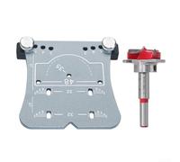 Cabinet Door Hinge Jig with 35mm Bit | Aluminum Alloy Marking Template for Concealed Hinges | Adjustable 3-6mm Offset Drilling Guide Tool for Kitchen Cupboard(Silver)