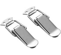 Cabinet door latch, 2pcs Stainless Steel Hasp Lock Hardware Cabinet Boxes Spring Loaded Latch Catch Toggle for Sliding Door Window(304 Stainless Steel 86mm)