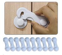 Cabinet Door Locks for Baby Proof and Child Safety, Pack Cabinet Locks with Adhesive for Drawer Cupboards Fridge Oven Closet and Pantry, Childproof Door Latch for Toddler and Infant (White 10PCS)