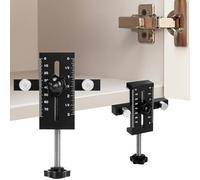 Cabinet Door Mounting Jig, Adjustable Hardware Positioner Tool, Aluminum Alloy Mount Cabinet Installation Locator, Woodworking Drilling Holding Clip for Quick and Accurate Setup, Black