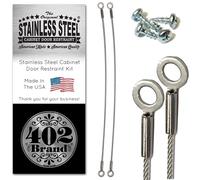 Cabinet Door Restraint, 8 Inch Stainless Steel Cupboard Hinge Limiter Swing Restrictor Stopper, Flexible Braided Cable, Prevent Door from Opening Too Far Made in USA by Salt Life Solutions (2 Pack)