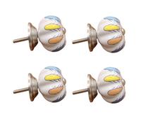 Cabinet Drawer Handles 4Pcs Ceramic Single Hole Knobs Retro Drawer Cabinet Wardrobe Shoe Cabinet Door Pulls No. 3 Poplar