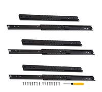 Cabinet Drawer Slides, Ball Bearing Drawer Slides Pack of 6 Black 8-18 inches 2-Section Extension Side Mount(40cm/16Inch)