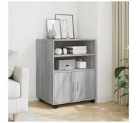 Cabinet Engineered Wood Grey Sonoma 60x48x81cm 2 Doors 2 Shelves 4 Wheels Modern