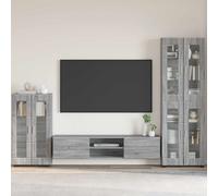 Cabinet Grey Sonoma 55.5x29x100cm Engineered Wood Matte 3-Shelf Storage 2-DoorUK