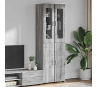 Cabinet Grey Sonoma 60x35x182 cm Engineered Wood Matte 4 Door 6 Shelf Highboard