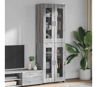 Cabinet Grey Sonoma 60x35x182cm Engineered Wood Matte 4-Door 6-Shelf Highboard