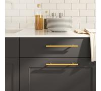 Cabinet Handle 160mm Gold Brushed Stainless Steel Modern T-Bar Pulls Set of 20pc