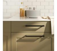 Cabinet Handle Black 224mm Stainless Steel Brushed Modern Drawer Pulls 5pc Set-5