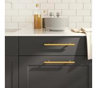 Cabinet Handle Gold 160mm Brushed Stainless Steel T-Shape Cuttable Screw Durable